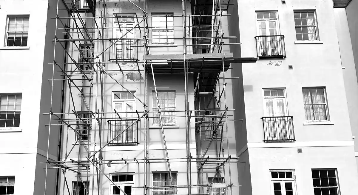 Scaffolding around a residential property